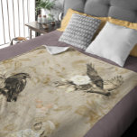 Vintage Goth Decoupage Crow Raven  Monochromatic  Fleece Blanket<br><div class="desc">This design may be personalised by choosing the Edit Design option. You may also transfer onto other items. Contact me at colorflowcreations@gmail.com or use the chat option at the top of the page if you wish to have this design on another product or need assistance. See more of my designs...</div>