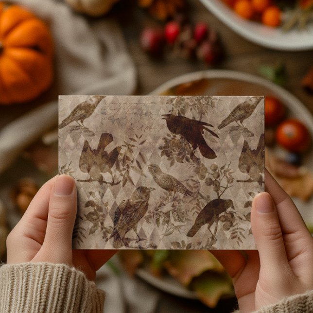 Vintage Goth Decoupage Crow Raven  Postcard (Creator Uploaded)