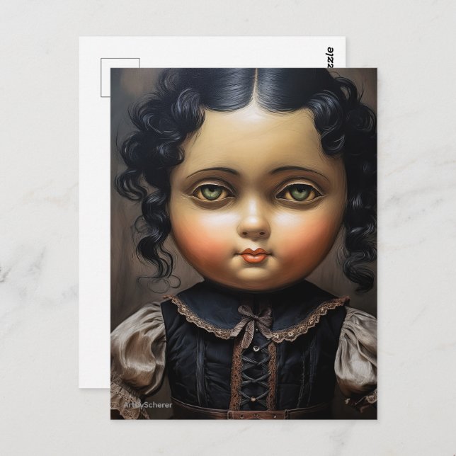 Vintage Goth Doll Postcard – Strange Charm (Front/Back)