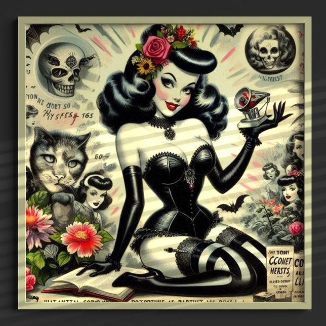 Vintage Goth Girl Illustration Poster (Creator Uploaded)