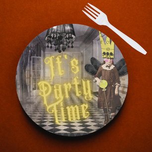 Vintage Goth Halloween Costume Party Paper Plate