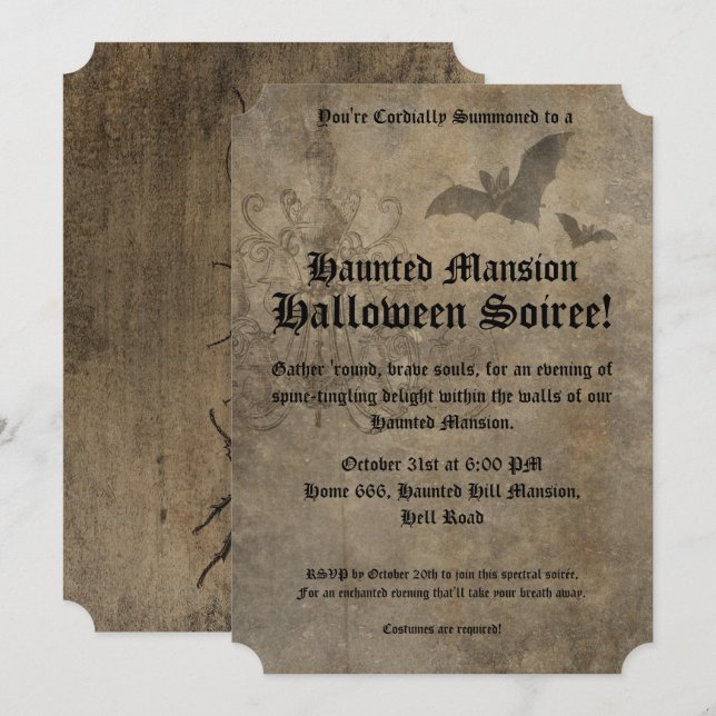 Vintage Goth Halloween Party Invitation (Front/Back)