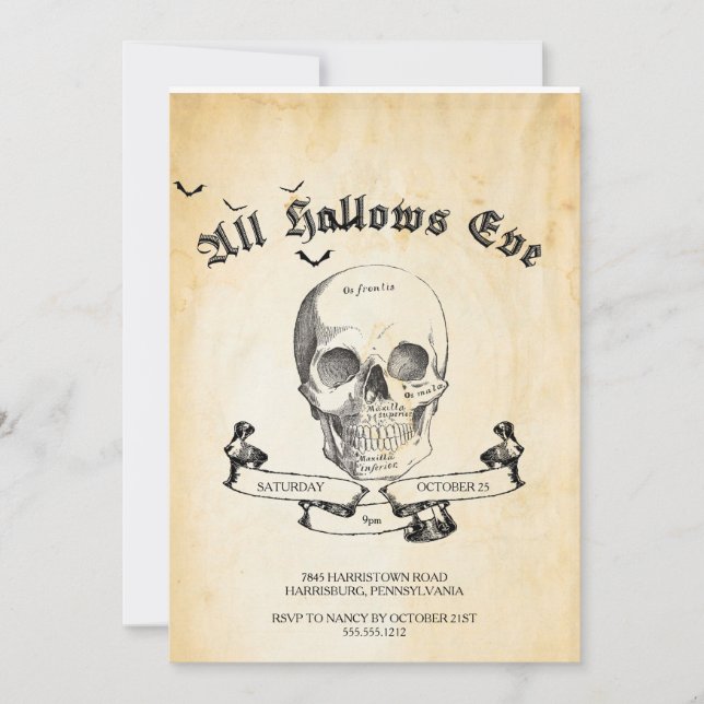 Vintage Goth Halloween Party Invitation (Front)