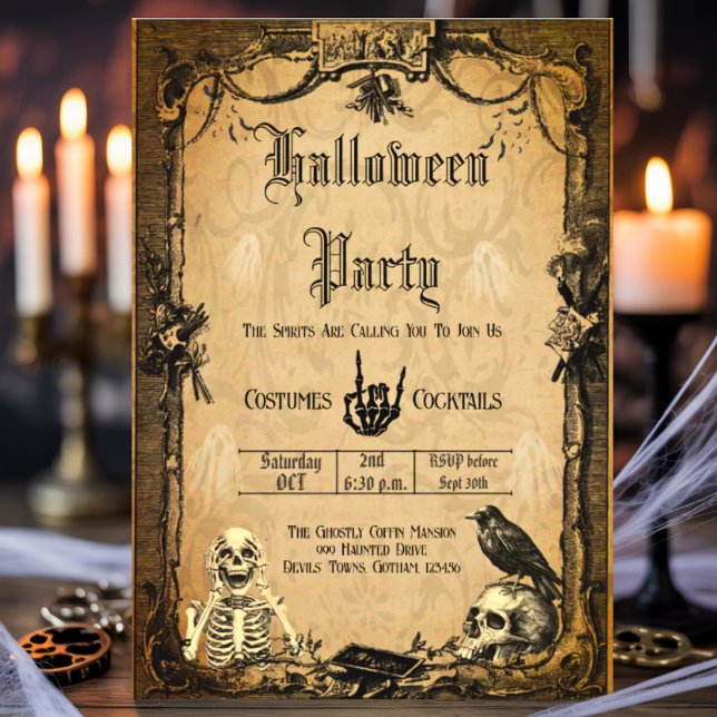 Vintage Goth Halloween Spooky Custom Invitation (Creator Uploaded)