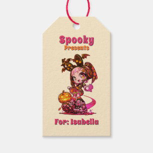 Vintage Goth Kawaii Spooky Anime Girl Halloween Gift Tags