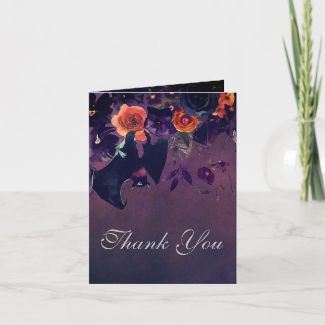 Vintage Goth Purple Dark Floral Note Card (Front)
