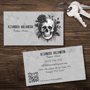 Vintage Goth Skull with Black Roses  Business Card