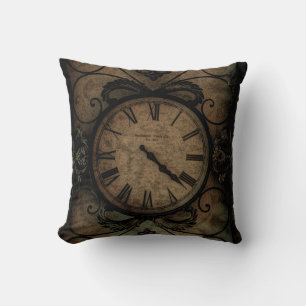 Vintage Gothic Antique Wall Clock Steampunk Cushion