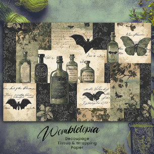 Vintage Gothic Apothecary Bottles & Bats Halloween Tissue Paper