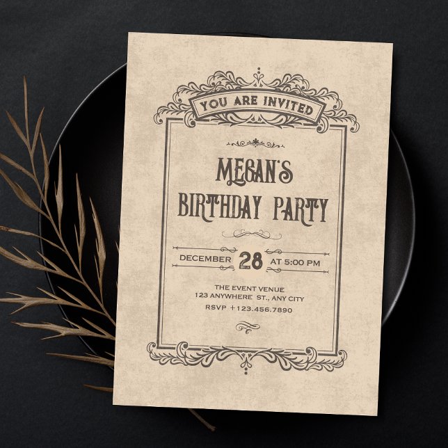 Vintage gothic arch birthday invitation (Creator Uploaded)