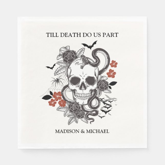 Vintage Gothic Black And Burgundy Wedding Napkin (Front)