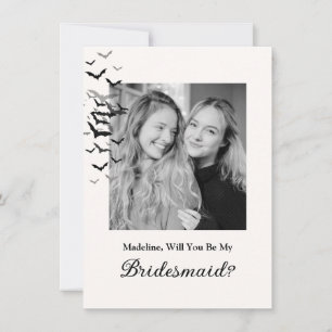 Vintage Gothic Black Bat Bridesmaid Photo Card