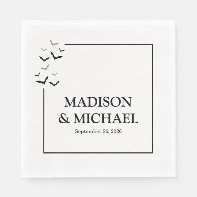 Vintage Gothic Black Bat Wedding Napkin (Front)
