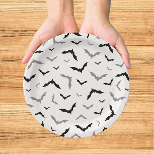 Vintage Gothic Black Bat Wedding Paper Plate