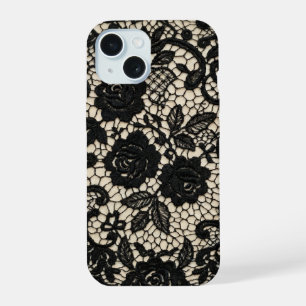 Vintage Gothic Black Floral Lace Romantic Coquette iPhone 15 Case