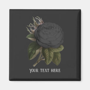 Vintage Gothic Black Rose Personalised Magnet