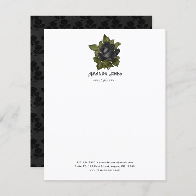 Vintage Gothic Black Roses Personalised (Front/Back)