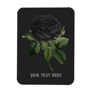 Vintage Gothic Black Roses Personalised Magnet