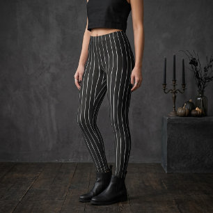 Vintage Gothic Black Stripe Halloween Leggings