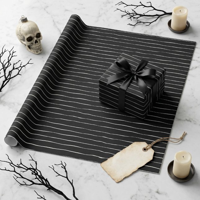 Vintage Gothic Black Stripe Halloween Wrapping Paper (Vintage Gothic Black Stripe Halloween Wrapping Paper)