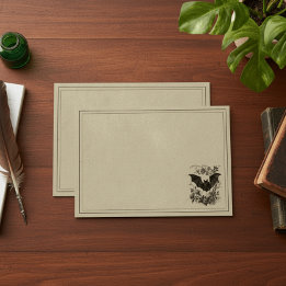 Vintage Gothic Black Toile Bat Tan Wedding Envelope