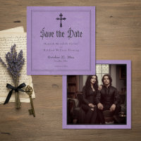 Vintage Gothic Black Toile Cross Purple Photo