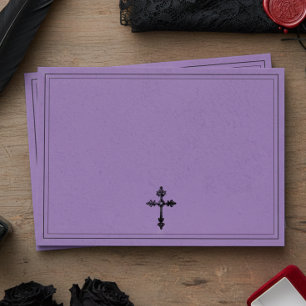 Vintage Gothic Black Toile Cross Purple Wedding Envelope
