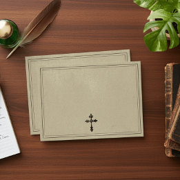 Vintage Gothic Black Toile Cross Tan Wedding Envelope