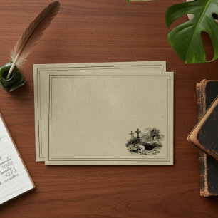 Vintage Gothic Black Toile Graves Tan Wedding Envelope