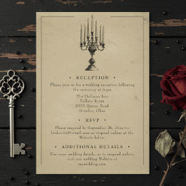 Vintage Gothic Black Toile Tan Wedding Enclosure Card