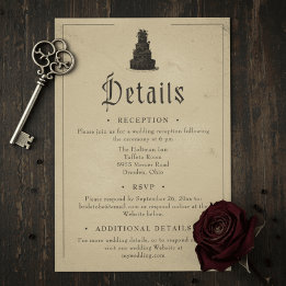 Vintage Gothic Black Toile Tan Wedding Enclosure Card