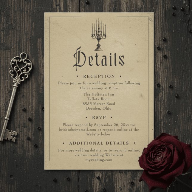 Vintage Gothic Black Toile Tan Wedding Enclosure Card (Creator Uploaded)