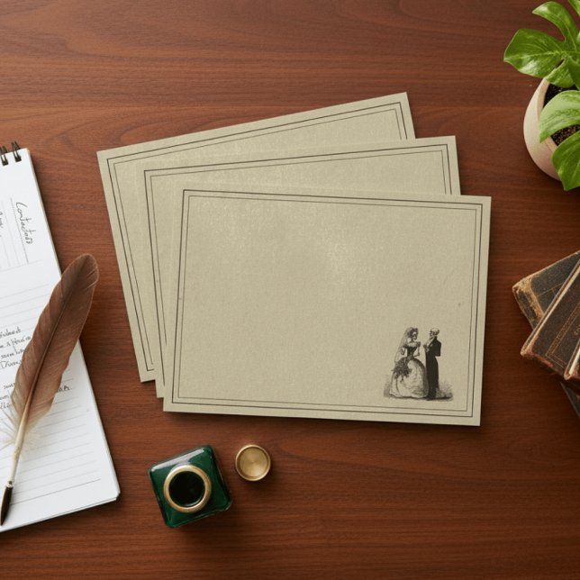 Vintage Gothic Black Toile Tan Wedding Envelope (Creator Uploaded)