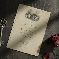 Vintage Gothic Black Toile Tan Wedding