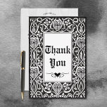 Vintage Gothic Black & White Roycroft Frame Thank You Card<br><div class="desc">This unique thank you card design features a black and white antique Roycroft title page frame on the front. The back has a white watered taffeta textured background with classic styled writing. Created by Simply Farmhouse Press, it's part of the Vintage Gothic Black & White Roycroft Frame Wedding suite of...</div>