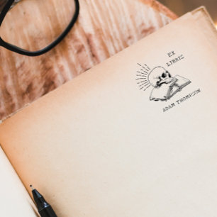 Vintage Gothic Book Custom Name From The Library  Rubber Stamp