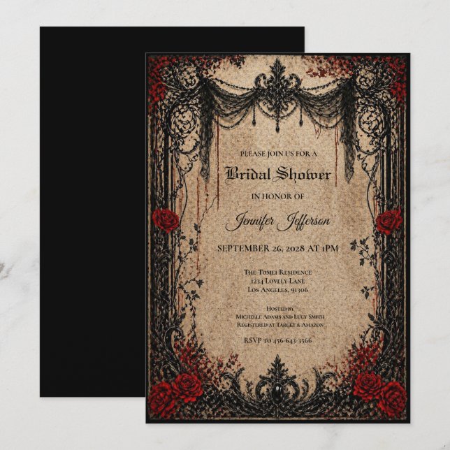 Vintage Gothic Bridal Shower invitation (Front/Back)