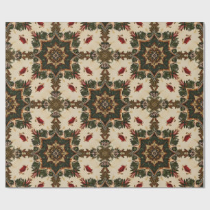Vintage Gothic Christmas Kaleidoscope Pattern Wrapping Paper