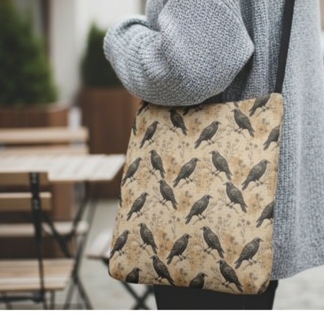 Vintage Gothic Crow Dark Academia Crossbody Bag (Raven crossbody bag)