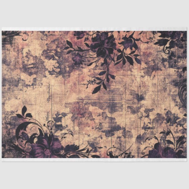 Vintage Gothic Dark Map Decoupage Print Tissue Paper (Front)