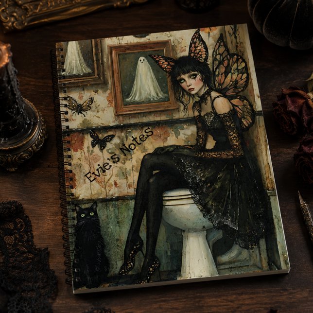 Vintage Gothic Fairy on Toilet Halloween Custom Notebook (Creator Uploaded)