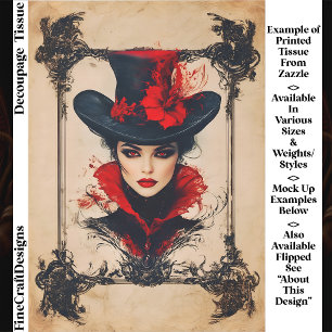 Vintage Gothic Femme Fatale Villain FH8R Decoupage Tissue Paper