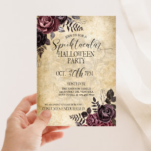 Vintage Gothic Floral Halloween Costume Party Invitation