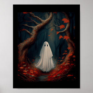 Vintage Gothic Floral Halloween Ghost Lost In The Poster