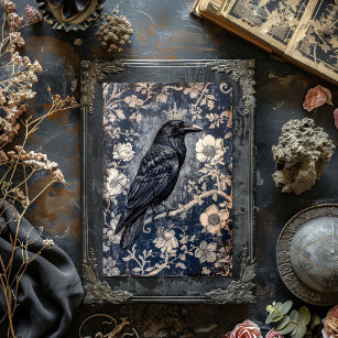 Vintage Gothic Floral Raven Decoupage  Tissue Paper