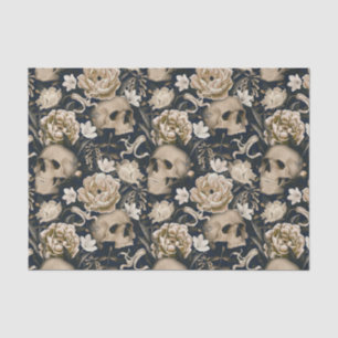 Vintage Gothic Floral Skulls Peonies Butterflies Tissue Paper