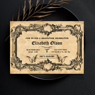 Vintage gothic graduation invitation