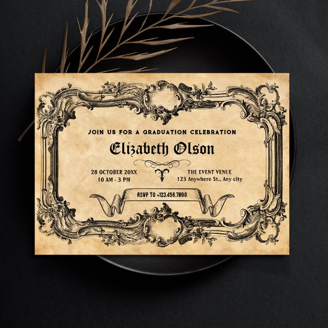 Vintage gothic graduation invitation (Creator Uploaded)