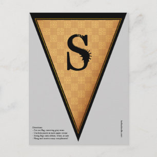 Vintage Gothic Halloween Banner Bunting Flag Postcard