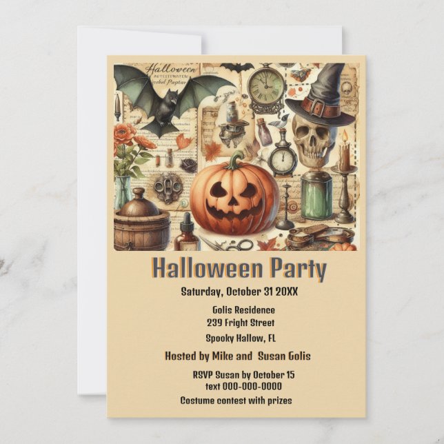 Vintage Gothic Halloween Party  Invitation (Front)